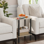 TUTOTAK End Table, Set of 2, Side Table, Nightstand, 2-Tier Storage Shelf, Sofa Table for Small Space, Living Room, Bed Room TB01BG035