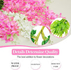Giegxin 24 Pcs Artificial Wisteria Hanging Flowers 3.6 ft Artificial Fake Wisteria Vine Rattan Hanging Garland Silk Flowers String for Wall Home Wedding Party Greenery Decorations (Dark Pink,White)