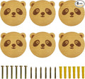 6PCS Wooden Panda Shaped Cabinet Knobs, Cabinet Handles, Single Hole Beech Wood Handles, Wood Hooks with Full Set of Screw Accessories