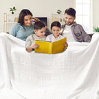 PHF 100% Cotton Waffle Blanket Oversized King 120"x120", Lightweight Breathable Extra Large 10'x10' Blankets for Bed, Giant Big Luxury Aesthetic Woven Bedding for Home Decor, White