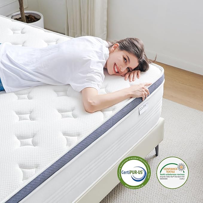 Queen Size Mattresses, 14 Inch Queen Size Mattress in a Box with Gel Memory Foam, Individually Pocketed Springs for Pressure Relief and Back Pain Relief - Plush