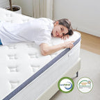 Queen Size Mattresses, 14 Inch Queen Size Mattress in a Box with Gel Memory Foam, Individually Pocketed Springs for Pressure Relief and Back Pain Relief - Plush