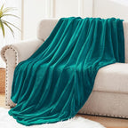Exclusivo Mezcla Fleece Throw Blanket for Couch, Sofa, 300GSM Super Soft and Warm Blankets, Teal Throw All Season Use, Cozy, Plush, Lightweight, 50x60 Inches
