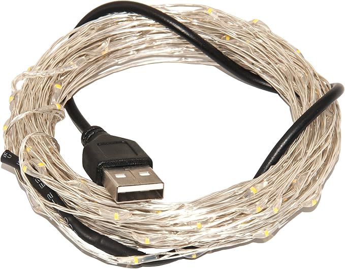 Karlling USB Plug in LED Fairy Lights,50 LED Bulbs 16 Ft Silver Wire Waterproof Starry String Lights for Bedroom Patio Garden Party Wedding Commercial Lighting (White)