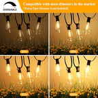 Brightever 50FT Outdoor String Lights Waterproof, 2700K Bright LED Patio Lights with 27 ST38 Shatterproof Vintage Bulbs, Retro Connectable Edison String Lights for Outside, Garden, Balcony, Porch