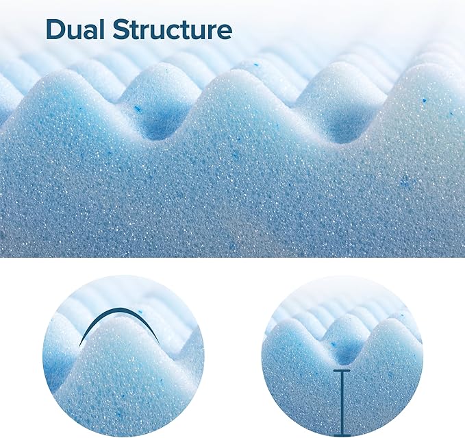 ZINUS 4 Inch Swirl Gel Cooling Memory Foam Mattress Topper, Smaller, More Convenient WonderBox Packaging, Cooling, Airflow Design, CertiPUR-US Certified, King