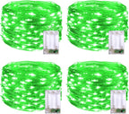JMEXSUSS 4 Pack 50 LED Green Fairy Lights Battery Operated: 16.1ft Christmas Fairy Lights Indoor Outdoor Waterproof for Bedroom Garden Party Decorations