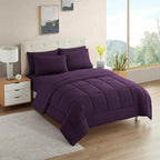 California King Comforter Set - Soft & Breathable 7-Piece Bedding Collection - 1 Comforter, 1 Fitted Sheet, 1 Flat, 4 Pillowcases - Deep Pocket - Premium Quality - Ideal for All Seasons, Purple