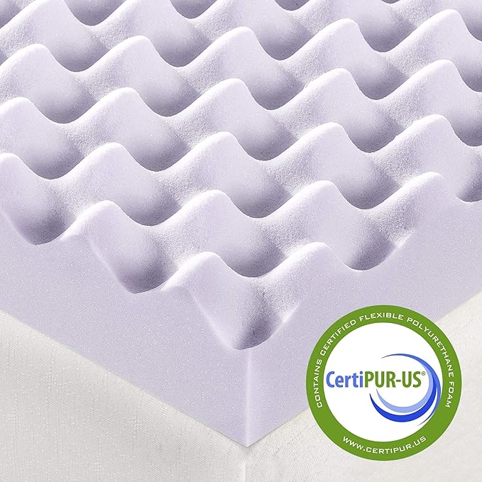 Best Price Mattress 3 Inch Egg Crate Memory Foam Mattress Topper with Soothing Lavender Infusion, CertiPUR-US Certified, Dorm Essentials, Full