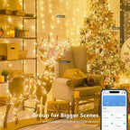 BrizLabs Smart Christmas Lights, 66FT 200 LED Christmas Lights with App/Voice Control, 8 Modes Dimmable Warm White Mini Fairy Light String, Music Sync Party Light Clear Wire for Indoor Outdoor Decor