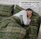 RUVANTI Flannel Sheets Split King Size - 100% Cotton Brushed Split King Bed Sheets Set, Deep Pockets 16 Inches, All Seasons Breathable & Extra Soft, Warm & Cozy, 5 Piece, DNA Plaid