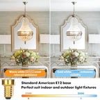 E12 LED Candelabra Bulbs 40W Equivalent, 6-Pack 4W 460LM Dimmable Candle Light, 5000K Daylight White Chandelier Bulbs, Flame Tip CA10 for Ceiling Fan, Home Decor