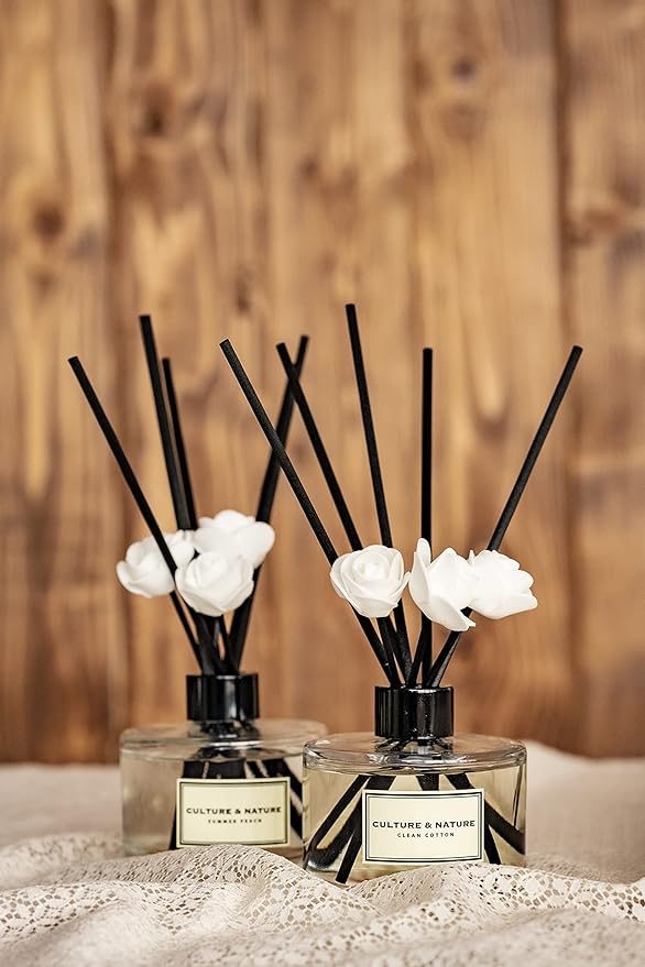 CULTURE & NATURE Reed Diffuser Set 6.7oz (200ml) Floral Bouquet Scented Diffuser with Sticks Home Fragrance Reed Diffuser for Bathroom Shelf Decor