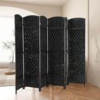Room Divider 6 Panel Folding Privacy Divider 6 Ft Indoor Wall Divider Portable Partition Wood Screen, Black