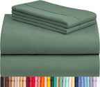 LuxClub 4 PC California King Sheet Set, Breathable Luxury Bed Sheets, Deep Pockets Wrinkle Free Cooling Sheets Machine Washable Hotel Bedding Silky Soft - Tree Moss Green Cal King