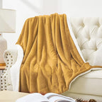 Walensee Sherpa Fleece Blanket (Twin Size 60”x80” Honey Gold) Plush Throw Fuzzy Super Soft Reversible Microfiber Flannel Blankets for Couch, Bed, Sofa Ultra Luxurious Warm and Cozy for All Seasons