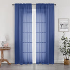 OWENIE Sheer Curtains 78 Inches Long 2 Panels Set for Bedroom Living Room, Light Filtering Voile Blue Sheer Curtain, Airy Rod Pocket Farmhouse Curtains, Royal Blue, Each 42Wx78L inch