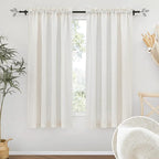 RYB HOME Thick Linen Curtains 63 inch Length for Dining Room Doorway, Light Filtering Soft Textured Privacy Machine Washable Boho Farmhouse Window Treatments, W 42 x L 63 inches, Linen, 2 Panels