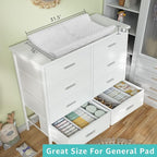 BOLUO White Dresser for Bedroom 8 Drawer,Wide Dresser TV Stand for 50" TV Dressers & Chests of Drawers Fabric Dresser for Closet Modern