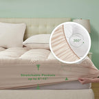 BEDLORE Full Size Mattress Topper Viscose Derived from Bamboo, Thick Pillow Top Mattress Pad with Stretchable Pockets for 6"-15" Mattress, Breathable Mattress Topper for Back Pain Relief(Beige)