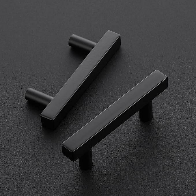 Ravinte Cabinet Handles 30 Pack - 2-1/2 Inch Matte Black Square Pulls, 4 Inch Overall Length - Kitchen Hardware Drawer Pulls