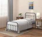 Golden Gate Beds Vintage Wrought Iron Bed Frame with Classic Metal Platform Base, Headboard and Footboard, No Box Spring Needed, Easy Assembly, Mattress Foundation, Sleek Silver Finish - Twin Size