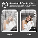LED Bathroom Mirror, 24"x 36" LED Mirror with Lights for Bathroom, Lighted Vanity Mirrors for Wall, Anti-Fog, Dimmable, Tempered Glass, Memory Function, 3 Colors, Safe Use (White)