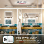 Keonjinn 48 x 28 Inch LED Bathroom Mirror, Lighted Bathroom Mirror with Lights, Shatter-Proof Tempered Glass, UL-Listed LED Driver, Fog Free, Dimmale 6000K, Easy to Install(Horizontal/Vertical)