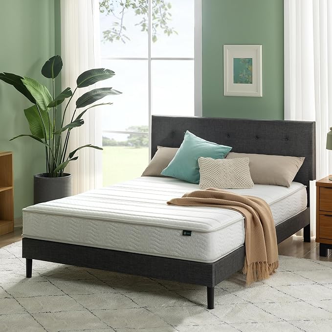 ZINUS 8 Inch Foam and Spring Hybrid Mattress [New Version], Queen, Fiberglass Free, Medium Firmness, Durable Support, Certified Safe Foams & Fabric, Mattress in A Box