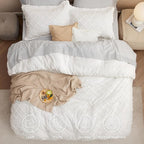 Bedsure Twin Comforter Set - Ivory Comforter, Boho Tufted Shabby Chic Bedding for Kids, 2 Pieces Vintage Farmhouse Bed Set for All Seasons, Fluffy Soft Bedding with 1 Pillow Sham