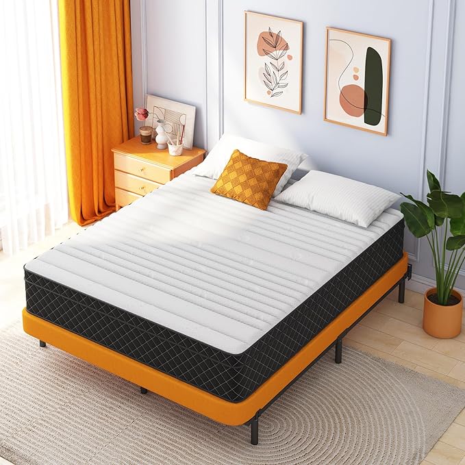 Swbvs Queen Mattress, 12 Inch Queen Size Mattress Bed in a Box, Memory Foam & Pocket Springs, Medium Feel, Cool Sleep & Pressure Relief, 120-Night Trial