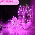 OakHaomie 6 Pack 10ft(3m) LED Starry String Lights 30 Micro LEDs on Silvery Copper Wire,2pcs CR2032 Batteries Required and Included,for DIY Wedding Christmas Centerpiece Table Decorations (Pink)