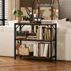 Homeiju Console Table 31.5" Width, 3-Tier Entryway Table with Storage, Industrial Sofa Table with Open Shelves, Foyer Tables for Entryway, Hallway, Kitchen, Living Room and Bedroom, Rustic Brown