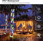 JMEXSUSS 2 Pack Christmas Lights Battery Operated Rope Lights Outdoor Waterproof Total 200LED 8 Modes Battery Powered String Lights with Remote for Car Trampoline Tree Christmas Decor (Multicolor)