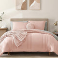 Monbix Twin XL Size Comforter Set - Extra Long 5 Pieces Dorm Bedding Sets, Quilting Design Fluffy Bed in a Bag Twin XL with Sheets, Pillowcase & Sham(Light Pink)