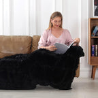Tuddrom Decorative Extra Soft Faux Fur Blanket Queen Size 80" x 90",Solid Reversible Fuzzy Fluffy Cozy Plush Fleece Comfy Microfiber Fur Blanket for Couch Sofa Bed,Black