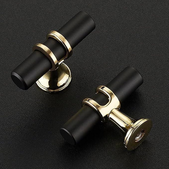 15 Pack Black&Gold Cabinet Knobs - Kitchen Cabinet Knobs Closet Pulls for Kitchen Closet Drawer Stainless Steel Dresser Hardware 2in Length Single Hole