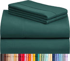 LuxClub 4 PC King Sheet Set, Deep Pockets Wrinkle Free Cooling Bed Sheets Hotel Bedding for Women, Men, Kids & Teens, Includes 1 Fitted Sheet, 1 Flat Sheet and 2 Pillowcases - Silky Soft Emerald