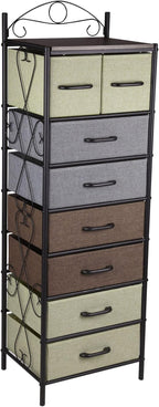 Household Essentials Victorian Style 8-Drawer Tower Storage Organizer Unit, Multicolor