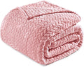 Exclusivo Mezcla Fleece King Size Blanket for Bed, 90x104 Inches Soft Cozy Jacquard Flannel Blankets, Lightweight Fuzzy Plush Warm for Winter, Pink