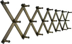 SKOLOO Hat Rack for Wall with 20 Hooks, Solid Wooden, Modern, Expandable Coat Rack Wall Mount for Coats, Hats, Bags, Baseball Caps, Dark Walnut Color