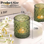 20 Pcs Votive Candle Holders, Green Glass Candle Holder for Wedding Table Centerpiece, Tea Lights Candle Holders for Christmas Decor, Party and Fireplace Home Ornaments Wedding Party Indoor Decor