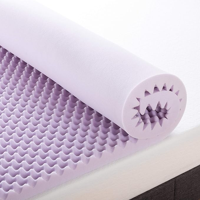 Best Price Mattress 2 Inch Egg Crate Memory Foam Mattress Topper with Soothing Lavender Infusion, CertiPUR-US Certified, Dorm Essentials, Twin XL