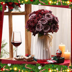 Geosar 8 Bundles Artificial Peonies Flowers Fake Silk Peony Bouquet Faux Peonies Flowers Bulk for Decoration Vase Floral Arrangements Wedding Party Table (Wine Red,Gray)