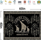 OSUNBD Viking Warship Tapestry Wall Hanging - Small 60x40inches Storm & Celtic Runes on Soft Flannel Aesthetic Mythology Tapestries Norse Mythology Art for Bedroom, Living Room Decor
