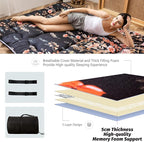 MAXYOYO Black Floral Japanese Futon Floor Mattress, Bed Mattress Topper Portable Thick Sleeping Pad Floor Bed Roll Up Camping Mattress Folding Couch Bed Mattress Pad for Guest Room, Queen