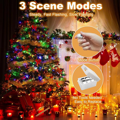 30 Pack Fairy Lights Battery Operated - 3 Speed Modes, 7Ft 20 LED String Twinkle Lights, Waterproof Copper Wire, Mini Firefly Light for Mason Jars Vases Christmas Decor, Multi-Colored