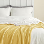 Bedsure GentleSoft Sherpa Fleece Blankets King Size for Bed - Thick and Warm Throw for Women and Men, Soft Fuzzy Plush King Blanket for Winter, Yellow, 108x90 Inches