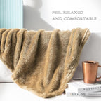 Exclusivo Mezcla Plush Fuzzy Fleece Throw Blanket Extra Large, Super Soft, Fluffy and Warm Blankets for Couch, Bed, Suitable for All Seasons (50x70 Inches, Brown)