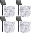 Minetom Solar String Lights, 4 Packs Total 132Ft 400 LED Solar Fairy Lights, Waterproof Solar Lights for Outside Patio Yard Tree Wedding Christmas, Pure White